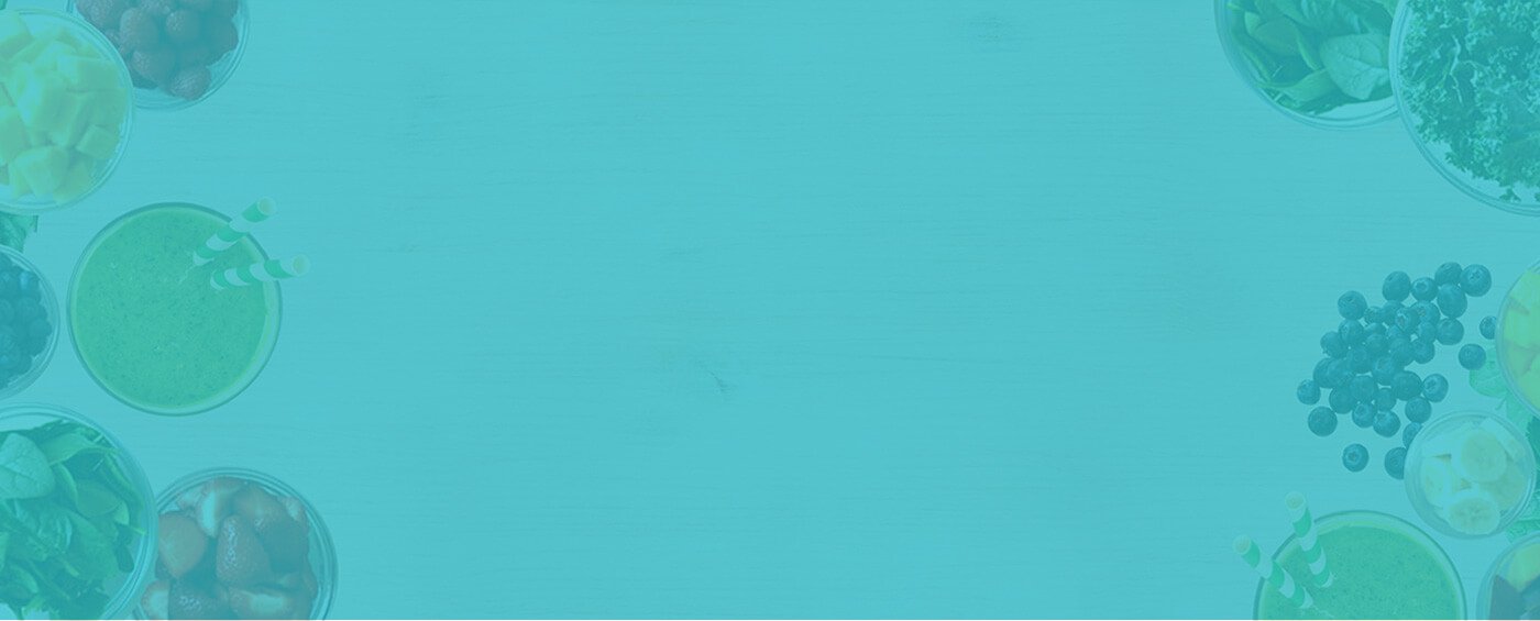 The Smoothie Diet video presentation background — smoothie ingredients on teal background